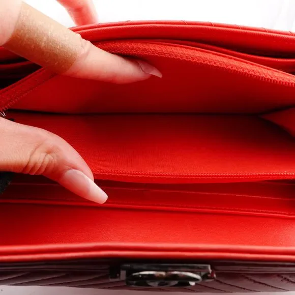 CHANEL Lambskin Chevron Boy Long Flap Wallet on Adjustable Chain - Picture 8 of 8